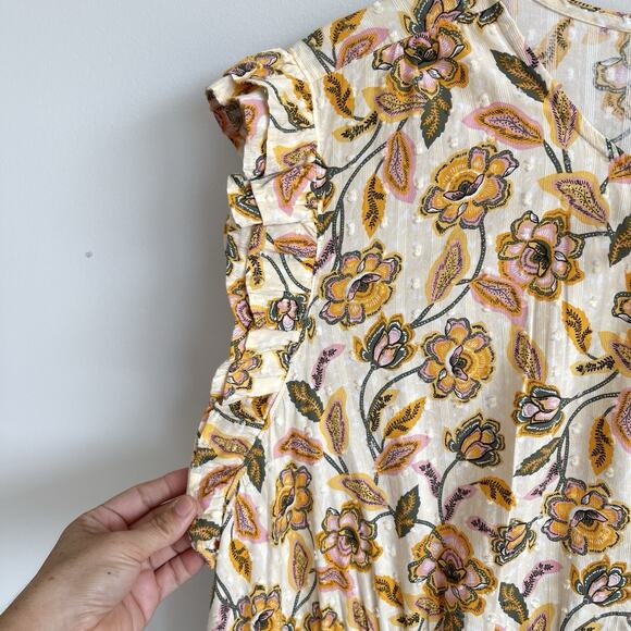 Sonoma Plus Size 4X Floral Maxi Dress Button Front Smocked Waist Swiss Dot - Picture 6 of 15